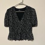 All Saints Ilia Pippa Floral Wrap Peplum Top Black Size 4 designer blouse Photo 6