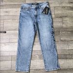 Karl Lagerfeld  High Rise Above Ankle Straight Leg Jeans with Black Side Script Photo 5