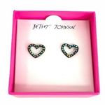 Betsey Johnson  Heart Rhinestone Earrings, Black Photo 0
