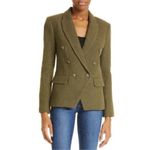 L'Agence  Kenzie Double Breasted Bouclé Tweed Blazer Ivy Green Size 14 NWT‎ Photo 3