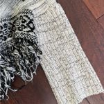 Crazy Train Black and Cream Aztec Print Fringe Poncho Sweater Photo 5