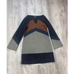 Hale Bob  Dress Blue Camel Gray Faux Suede Color Block‎ Size Medium Photo 4