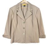 St John Soca Khaki Beige Blazer Stretch Nautical Button Vintage‎ Neutral Size XL Photo 0