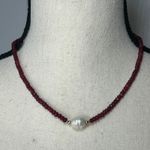 Ruby Baroque Pearl Beaded Necklace Gemstone Jewelry Elegant Statement Red Photo 0