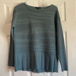 Lafayette 148  blue green sweater small wool cashmere blend ribbed high low Photo 0