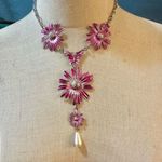 Pink flower butterfly statement necklace Photo 0