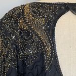Vintage Black Gold Beaded Open Back Dress Size 6 Photo 4