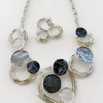 Boutique Chunky Necklace Set womens jewelry earrings Silver Black Gray Photo 0