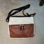 Fossil Erin Leather Colorblock Crossbody Purse Bag Messenger Cream Brown Pockets Photo 0