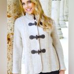 VENARIO Dina Duffle Coat 100% Wool Jacket Size M Beige Equestrian NWOT Knit‌‌ Tan Size M Photo 0