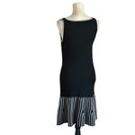 INC  Black Rib Knit  Tank Sweater Ruffle Striped  Midi Dress M Work Office Goth Photo 1