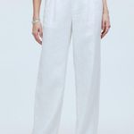 Madewell The Harlow Wide-Leg Pant in 100% Linen Eyelet White Size 10 NWT Summer Photo 2