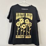 Modern Lux 🦋  Grey Yellow Happy Mind Happy Life Graphic Short Sleeve T-Shirt Photo 1