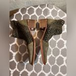 Free People  Suede Leather Boots Olive Woven Ankle Boots side zip US 8-8.5 EU 39 Photo 6