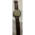 Collezio Quartz Watch White‎ Pearlized Dial Silver Tone Case Brown Leather Band Photo 10