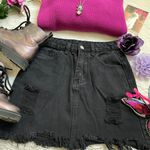 Distressed Black denim mini skirt Size XS Photo 8