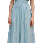 She & Sky  Ruffle Sleeve w/ Plunging Neckline Open Back Long Blue Maxi Dress‎ XL Photo 0