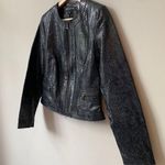 Jones New York NWOT Women's Size Small 100% Leather Glossy Full Zip Black Jacket Photo 7