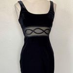 Betsy and Adam Vintage 90’s Solid Black Velvet Sleeveless Mesh Cut Out Sleeveless Bodycon Dress Photo 0