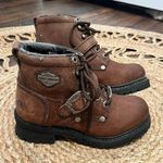 Harley Davidson 81025 Boots Lace Up Brown Leather Motorcycle Buckle Size 6 Gray Photo 0