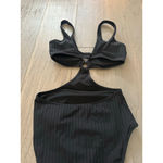 Aerie Women's Black Ribbed Cutout One Piece Swimsuit Photo 3