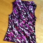 Tahari Mini Cowl Neck Tank Blouse, Abstract, Pink, Red, Black, White, Size S Photo 10