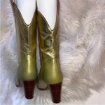 Fiorucci Vintage Gold Leather Cowboy Cowgirl Boots Vntg size 37 Rare Metallic Photo 7