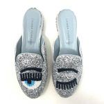 Chiara Ferragni Flirting Silver Glitter Beaded Flat Mules Size 36 / US 6 Photo 1