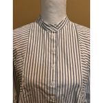Everlane  XS Blue White Stripe Band Collar Button Front Cotton Blouse Shirt Photo 2