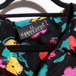 VTG 80s Carole Little Black AOP Floral Button Up Top Peter Pan Collar Retro PL Size undefined Photo 2