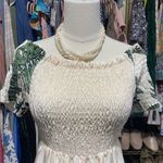 Coolples Made in Italy maxi dress featuring a smocked bodice, short sleeves. Size L Photo 1