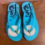 Juicy Couture Retro  Pam & Gela Turquoise Rubber Decal Size 6M Flip Flop Sandals Photo 1