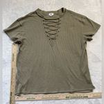 BKE  Slate Green Lace-Up Thermal Top Medium Photo 0