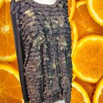 Chico's Travelers Women's Size 3 Black Gold Ruffle Front Long Sleeve Top Shirt Photo 6