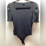 Wild Fable Size L Bodysuit Black Ribbed Short Sleeve Preloved Photo 0