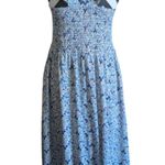 Code x Mode  Blue Floral Ruffle Sleeve Smocked Bodice Midi Dress Size L Photo 6