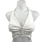 Edikted  White Halter V-Neck Open Back Tie Neck Strap Sleeveless Crop Top Size XS Photo 0