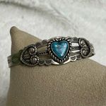 Silver Nickle Bell Faux Turquoise cuff bracelet Photo 0