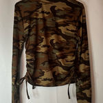 Orange Kiss Camo Print Long Sleeve Crop Top Photo 0