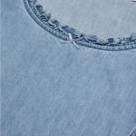 Levi's Levi’s | Light Indigo Louise Short Puff Sleeve Hey Friend Crop Top Blouse Size L Photo 4