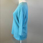 Christopher & Banks Satin Trim Crewneck 3/4 Sleeve TShirt Blue Size Large Photo 4