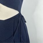 Reformation  Size XS Navy Blue Kai Cut Out Tie Front Long Wrap Dress Photo 6