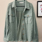 Altar'd State Altar’d State Seafoam Green Knit Shacket Photo 0