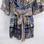 ECI Vintage Y2K New York Babydoll Top Womens 6 Blue Silk Tie Waist Photo 8