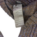 AllSaints Patrice Ribbed Knit Sheer Top Size XS Sparkly Metallic Blue Mock Neck Photo 7