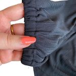 Free People  Beach Women’s M Long Sleeve Ruched‎ Top Black Textured Crepe Cinched Photo 10