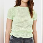 Bershka Women’s Light Green Eyelet Knit Top Size S Photo 1