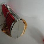Red Satin Evening Clutch Purse w/Rhinstone Close Photo 5