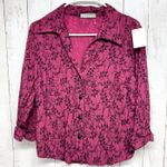 Dressbarn Shirt Women Chest 36" Red Paisley Collared Long Sleeve Button Down Size L Photo 0
