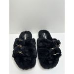 Urban Sports by J/Slides Slippers Womens Size 7 Black Faux Fur Slip On Shoes Photo 4